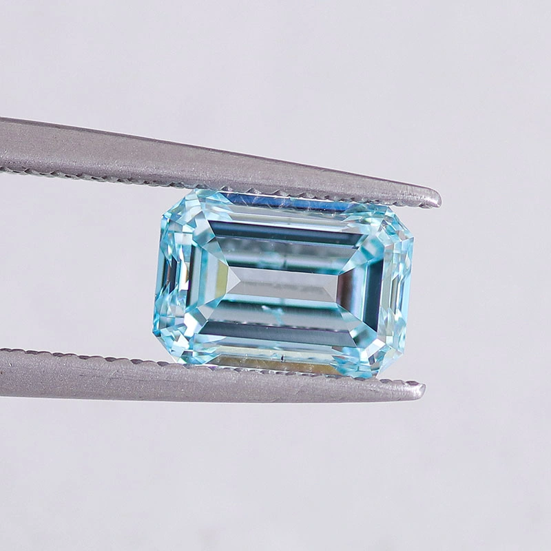 2CT Blue CVD Lab Grown Diamond Emerald Cut Fancy Color Excellent Cutting with Igi Certified Lab Created Diamond