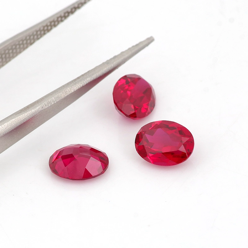 Oval Lab Grown Ruby Corundum Hydrothermal Synthetic Ruby Stone Lab Created Ruby