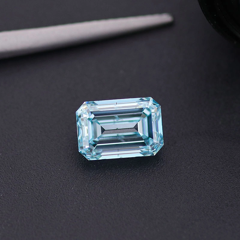 2CT Blue CVD Lab Grown Diamond Emerald Cut Fancy Color Excellent Cutting with Igi Certified Lab Created Diamond