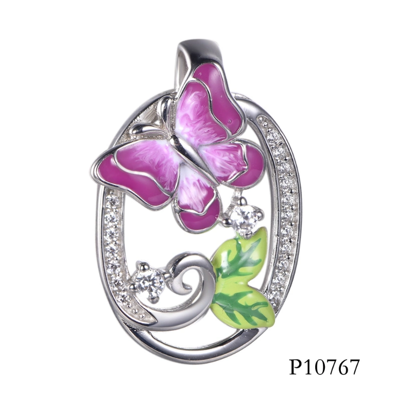 Fashion New Style 925 Silver Jewellry Enamel Flower Pendant Necklace