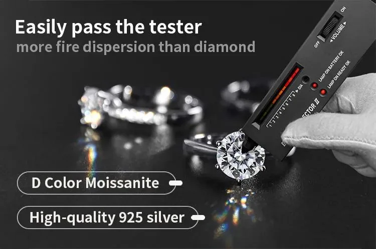 Factory Direct Sale Fine Jewelry Rings, White Gold Plated S925 Silver Ladies Wedding Diamond Moissanite Eternity Ring for Girls