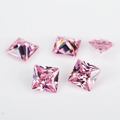Facets Gems Loose Cubic Zirconia Pink Square Cut Gemstone