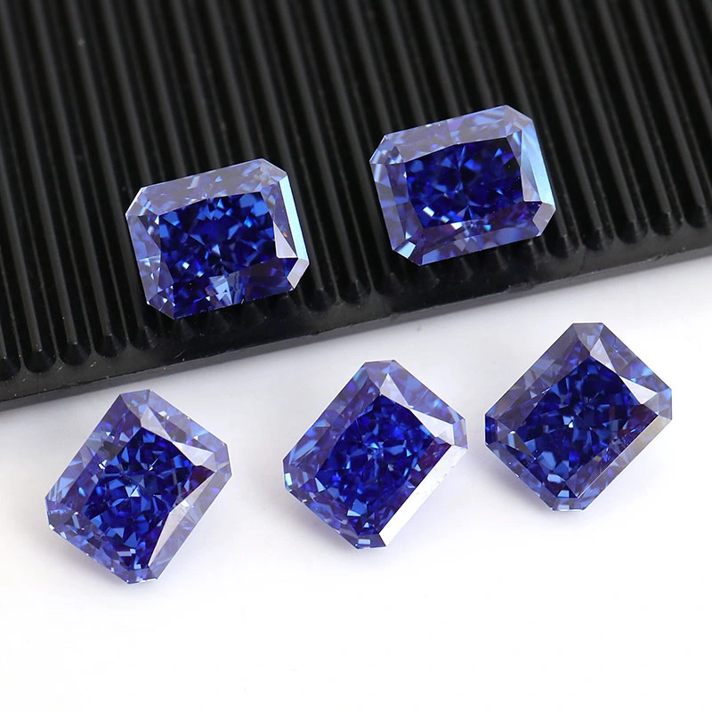 Synthetic Cubic Zirconia Loose Stones Amethyst Color Rectangle Radiant Cut 3*5mm-8*10mm Size Gemstone for Jewelry Pendant Making