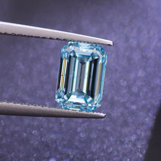 2CT Blue CVD Lab Grown Diamond Emerald Cut Fancy Color Excellent Cutting with Igi Certified Lab Created Diamond