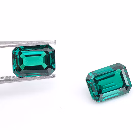 8*10mm Emerald Cut Hydrothermal Synthetic Zambia Emerald Lab Created Emerald Price Per Carat
